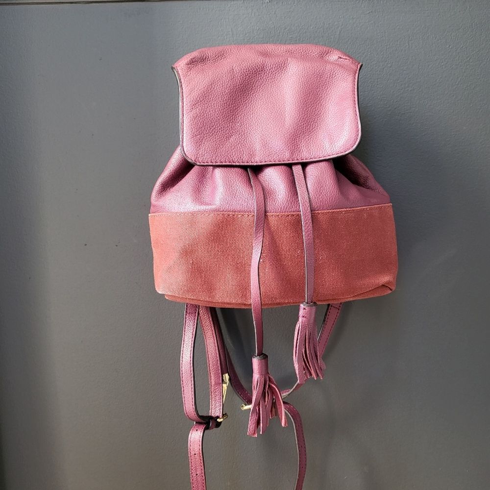 Rebecca Minkoff Mansfield Burgundy Leather Brit Brass Convertible Backpack Purse